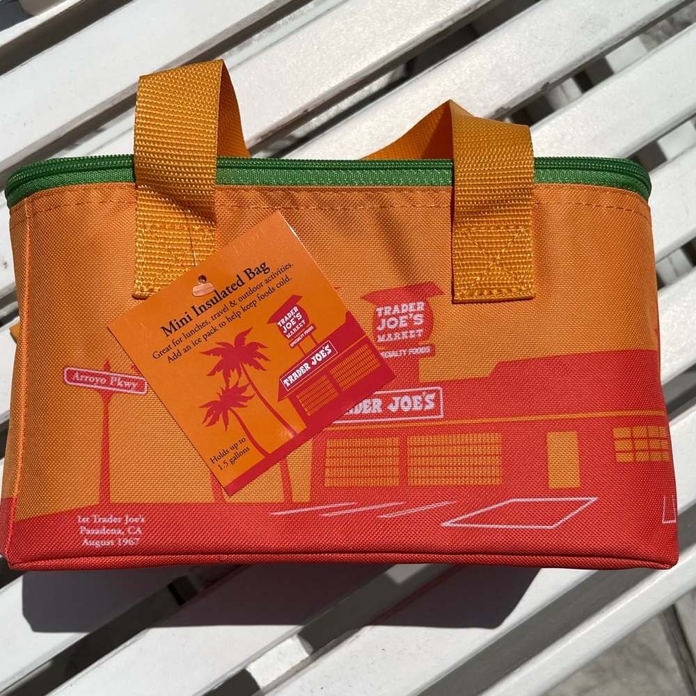 Trader Joe's Orange & Red Mini Insulated Travel Bag